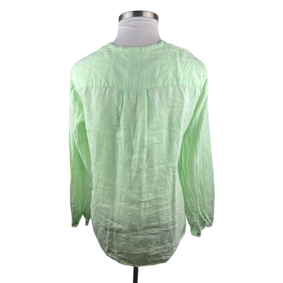 Eileen Fisher 100% Irish Linen Button Front Shirt Green Large Top Coastal Beachy - Picture 7 of 16